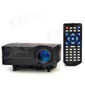 HX-100 Mini LED Home Projector w/ AV / VGA / SD / USB / HDMI + Remote Control - Black (EU Plug)