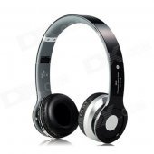 Foldable On-ear Wireless Stereo Bluetooth Headphones Supports MP3, FM & TF Card Reader - Black