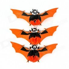 Halloween Decorative Paper Bats - Orange + Black + Multi-Color (3 PCS) Halloween Decorative Paper Bats - Orange + Black + Multi-Color (3 PCS)