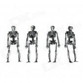 Halloween Plastic Skeleton Frame Hanging Decoration - Silver Black (4 PCS)