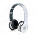 Foldable On-ear Wireless Stereo Bluetooth Headphones w/ MP3, FM & TF Card Reader - White + Silver