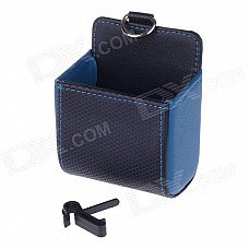 Carbon Fiber Pattern Microfiber Leather Hanging Storage Bag - Black + Blue Carbon Fiber Pattern Microfiber Leather Hanging Storage Bag - Black + Blue