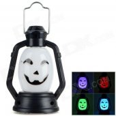 Halloween Funny Face Shaped Hand Lamp - White + Black (3 x AG13)