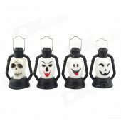 Halloween Little Colorful Ghost Head Portable Lamp - White + Black (4 PCS)