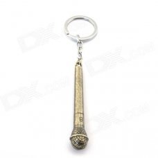 Creative Microphone Shaped Zinc Alloy Keychain - Bronze + Silver