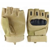 Fashionable Outdoor Cycling Half-finger Motorcycle Gloves - Khaki (Pair / Size L)