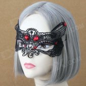 Halloween Costume Makeup Women's Lace Fox Princess Mask - Black (2pcs)