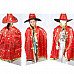 Halloween Costume Dress Up Hexagram Patterned Witch Cloak w/ Hat for Children - Red + Black (L)
