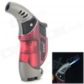TSM002186407 Windproof Gas Butane Ligter - Translucent Red + Grey