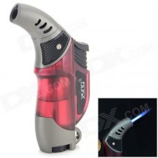 TSM002186407 Windproof Gas Butane Ligter - Translucent Red + Grey