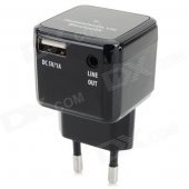 CYF-BT303 EU Plug Bluetooth V2.1 Music Receiver w/ USB 2.0 / 3.5mm Audio Cable - Black