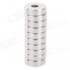 Round Hole Shaped N35 NdFeB Magnets - Silver (10 PCS)