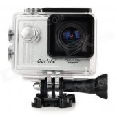 Waterproof 1.5" TFT Screen 1080P HD CMOS 12.0MP Sports Camcorder - Silver + Translucent Black