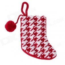 Patterned Cute Wool Christmas Sock - Red + White Patterned Cute Wool Christmas Sock - Red + White