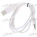 3.5mm Jack/Plug to USB Data Cable for Ipod Shuffle - White (100CM-Length)