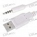 3.5mm Jack/Plug to USB Data Cable for Ipod Shuffle - White (100CM-Length)