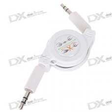 Retractable 3.5mm M-M Audio Cable - White (70cm-Length)