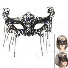 Women's Sexy Seductive Lace Mask for Halloween Costume Makeup Party - Black