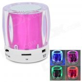 Mini Portable Bluetooth V2.0 MP3 Player / Speaker w/ Mini USB / FM / TF / 4-LED - Purple + White