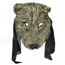 Wolf Style Rubber + Nylon Party Cosplay Mask - Bronze + Black