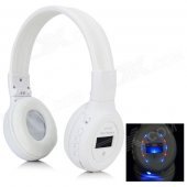 BS-862 Bluetooth V3.0 Headband Headphone w/ Microphone / FM / TF - White