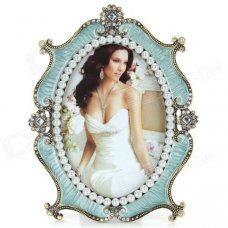 European Style Luxurious Rhinestone Studded Zinc Alloy Photo Frame - Antique Bronze