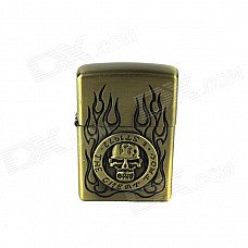 Skull & Flames Pattern Retro Style Oil Light - Bronze