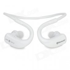 Sports Bluetooth V4.0 Earhook Headset w/ Microphone - White Sports Bluetooth V4.0 Earhook Headset w/ Microphone - White