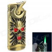 Skull Head Pattern Zinc Alloy Windproof Butane Gas Lighter - Bronze