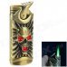Skull Head Pattern Zinc Alloy Windproof Butane Gas Lighter - Bronze