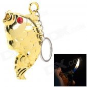 Fish Style Butane Gas Lighter w/ Keychain - Gold