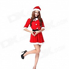 Christmas Body-hugging Role-playing Temptation Lingerie Costume Dress - Red