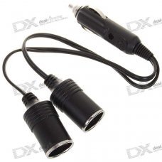 1-to-2 Car Cigarette Lighter Power Port Splitter (DC 12~24V)
