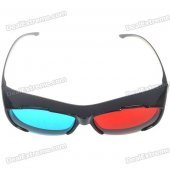 Re-useable Plastic Frame Resin Lens Anaglyphic Red + Blue 3D Glasses