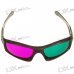 Re-useable Plastic Frame Resin Lens Anaglyphic Magenta + Green 3D Glasses