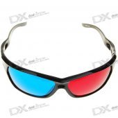 Re-useable Plastic Frame Resin Lens Anaglyphic Blue + Red 3D Glasses