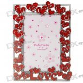 Love Themed Metal Photo Frame - Red + Silver Gray (4*6")