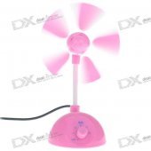 USB Powered Adjustable Wind Speed 5 Fan Blade Cooling Fan (Pink)