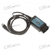 OBDII USB Car Diagnostic Cable - Black + Blue (DC 12V)