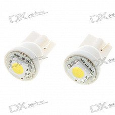 T10 0.2W*2 20-Lumen 1*5050 SMD LED Car White Light Bulbs (Pair/DC 12V)