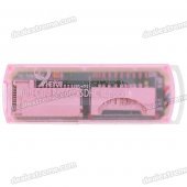 Compact All-in-One Mini USB 2.0 MS/M2/Mini SD/TF/SD/MMC Card Reader (Translucent Pink)