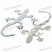 3D Stainless Steel Geckos Figure Car Sticker - Silver