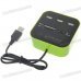 3-Port USB 2.0 Hub + MS/MS PRO DUO/SD/MMC/M2/Micro SD Card Reader (Black + Green) 3-Port USB 2.0 Hub + MS/MS PRO DUO/SD/MMC/M2/Micro SD Card Reader (Black + Green)