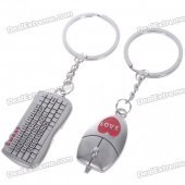 Unique Valentines' Zinc Alloy Keychains - Mouse & Keyboard (2-Piece Set)