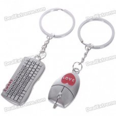 Unique Valentines' Zinc Alloy Keychains - Mouse & Keyboard (2-Piece Set)