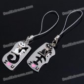 Unique Valentines' Zinc Alloy Keychains - Cat & Fishbone Set