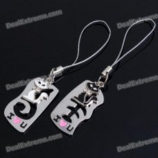 Unique Valentines' Zinc Alloy Keychains - Cat & Fishbone Set