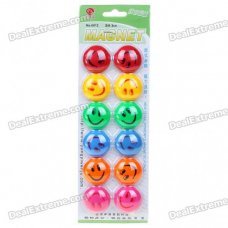 Smile Face Round Magnetic Button Fridge/Blackboard Magnets (12-Piece Pack/Color Assorted)