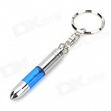Bullet Shaped Anti-Static/Static Removal Prevent Shock Keychain - Silver + Blue Bullet Shaped Anti-Static/Static Removal Prevent Shock Keychain - Silver + Blue