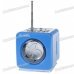 Stylish Portable MP3 Music Speaker with FM Radio/SD Slot/USB Host/Multi-Color LED - Blue Stylish Portable MP3 Music Speaker with FM Radio/SD Slot/USB Host/Multi-Color LED - Blue